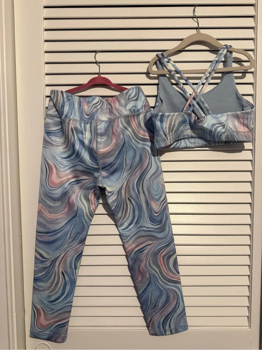 Athleta Girl XL/14 Upbeat Chit Chat Marbled Leggings & Sports Bra Set